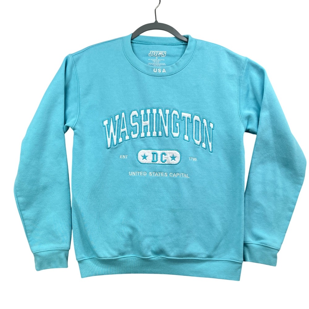 Washington DC Sweatshirt Unisex S Blue Embroidered Crewneck Pullover Joes